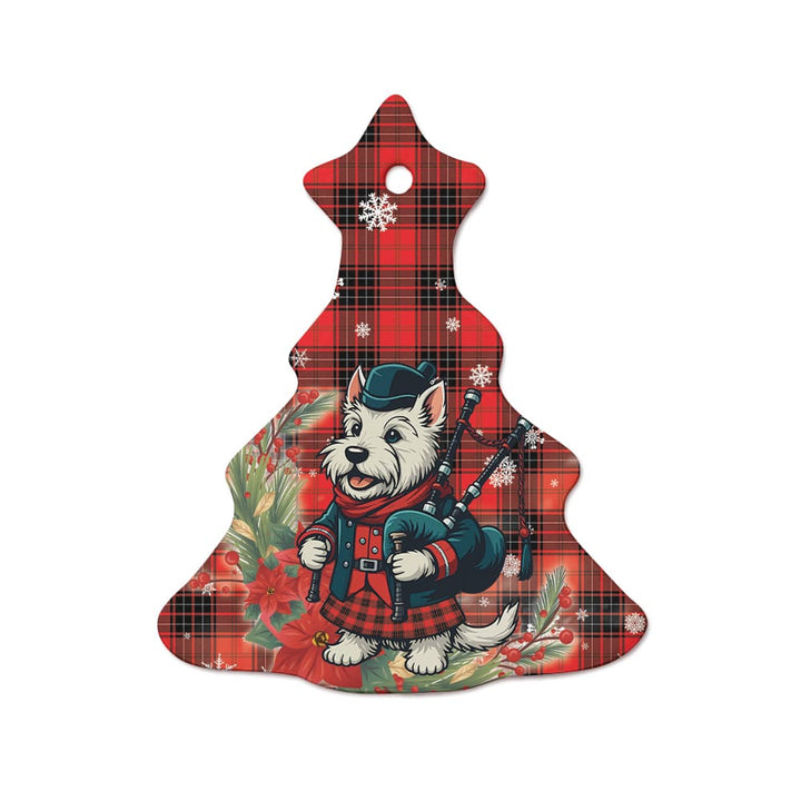 Scottish Wemyss Modern Clan Tartan Ceramic Ornament Cute Scottish Terrier Dog Tree Style Tartan Plaid