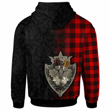 Scottish Wemyss Modern Clan Tartan Hoodie - Half Thistle Flowers Celtic Design Back Side Tartan Plaid
