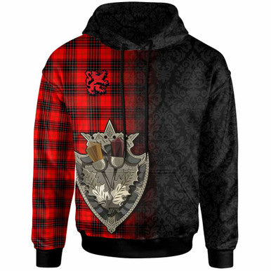 Scottish Wemyss Modern Clan Tartan Hoodie - Half Thistle Flowers Celtic Design Front Side Tartan Plaid