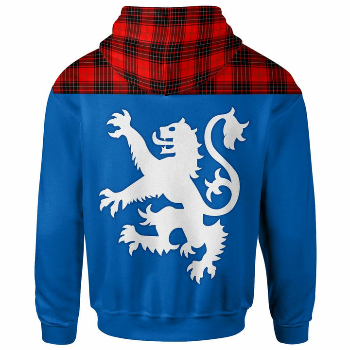 Scottish Wemyss Modern Clan Tartan Hoodie - Lion Rampant of Scotland With Flag back Side Tartan Plaid