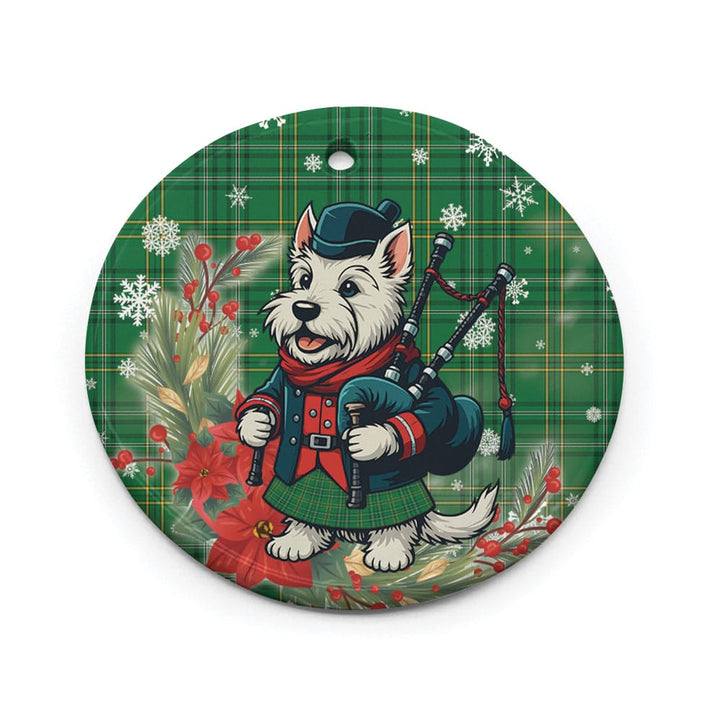 Scottish Wexford County Clan Tartan Ceramic Ornament Cute Scottish Terrier Dog Circle Style Tartan Plaid