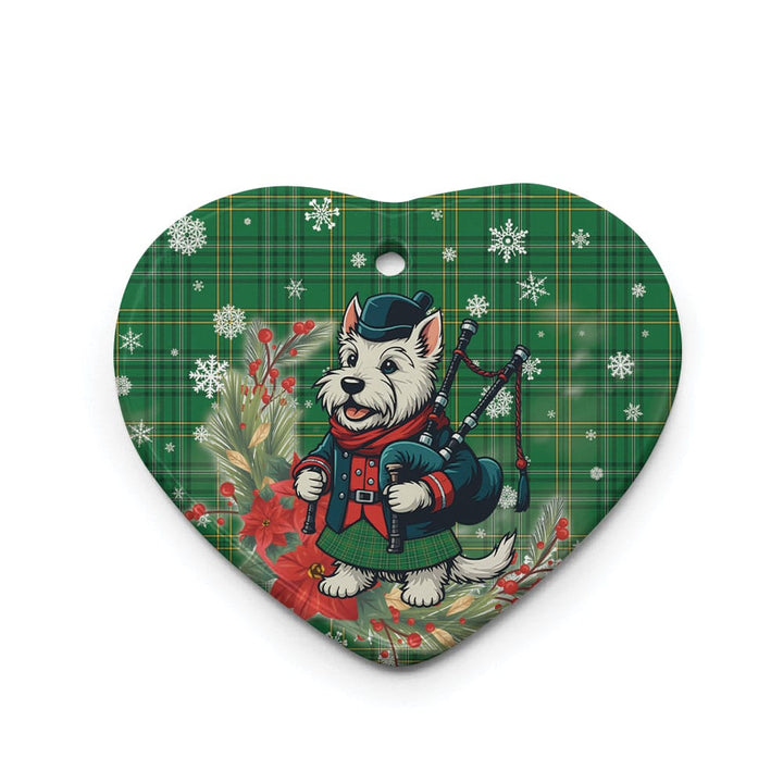 Scottish Wexford County Clan Tartan Ceramic Ornament Cute Scottish Terrier Dog Heart Style Tartan Plaid
