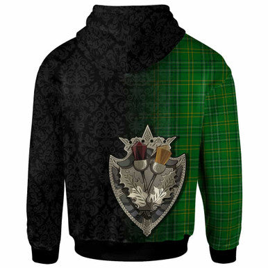 Scottish Wexford County Clan Tartan Hoodie - Half Thistle Flowers Celtic Design Back Side Tartan Plaid