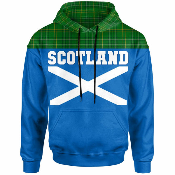 Scottish Wexford County Clan Tartan Hoodie - Lion Rampant of Scotland With Flag Front Side Tartan Plaid