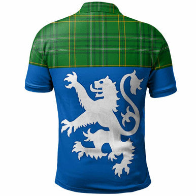 Scottish Wexford County Clan Tartan Polo Shirt - Lion Rampant of Scotland With Flag Back Side Tartan Plaid