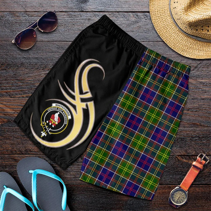Scottish Whitefoord Clan Crest Tartan Believe in Me Men's Shorts