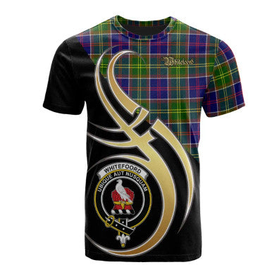 Scottish Whitefoord modern Clan Crest Tartan T-Shirt Believe in Me Front Side Tartan Plaid