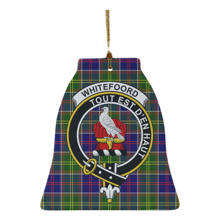 Scottish Whiteford Clan Crest Tartan Ceramic Ornament Bell Shape Tartan Plaid