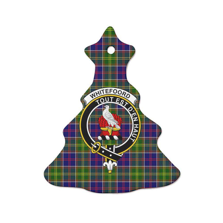 Scottish Whiteford Clan Crest Tartan Ceramic Ornament Tree Shape Tartan Plaid