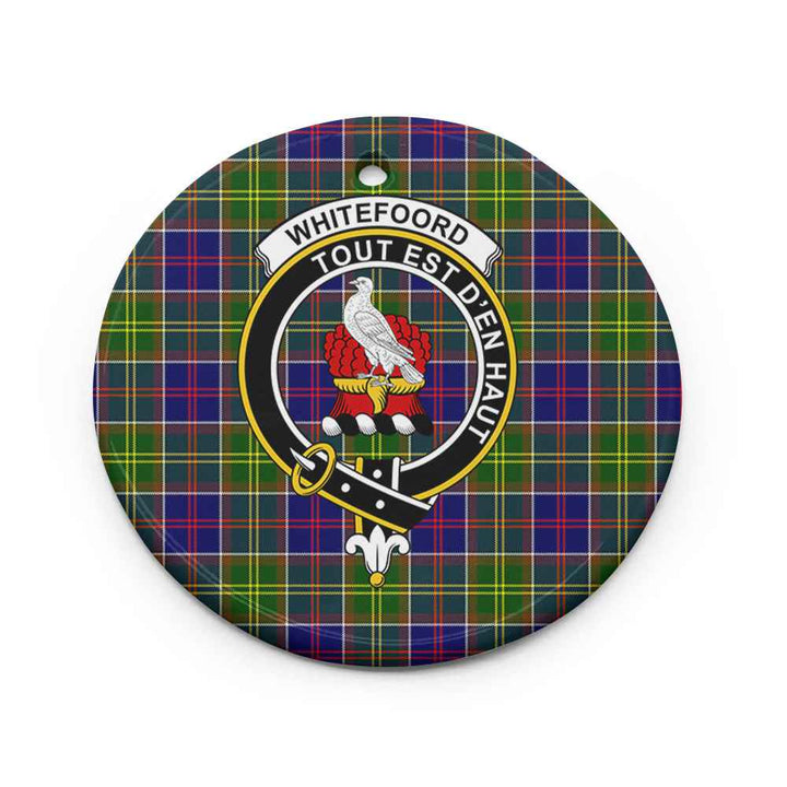 Scottish Whiteford Clan Crest Tartan Ceramic Ornament Circle Shape Tartan Plaid