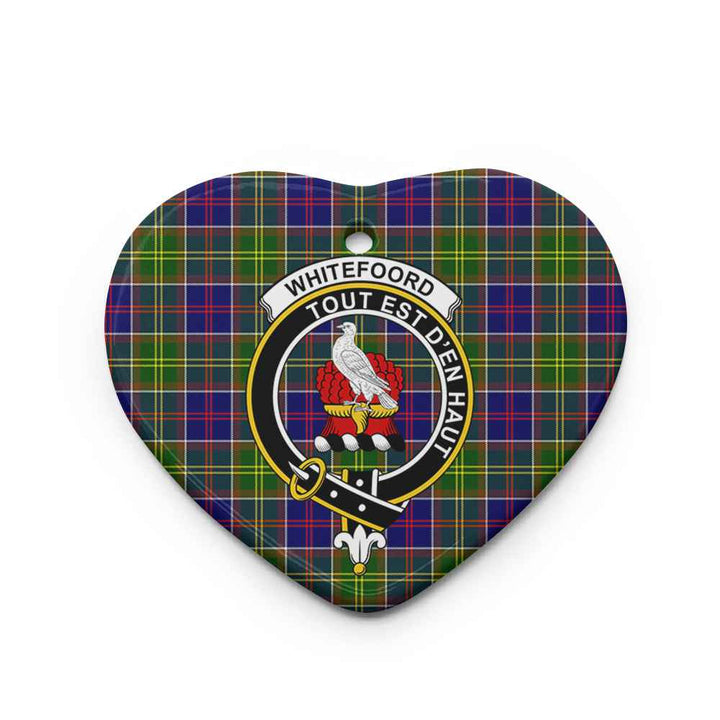 Scottish Whiteford Clan Crest Tartan Ceramic Ornament Heart Shape Tartan Plaid
