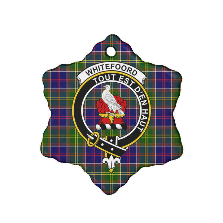 Scottish Whiteford Clan Crest Tartan Ceramic Ornament Snow Flake Shape Tartan Plaid