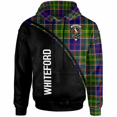Scottish Whiteford Clan Crest Tartan Curve Hoodie Front Side Tartan Plaid