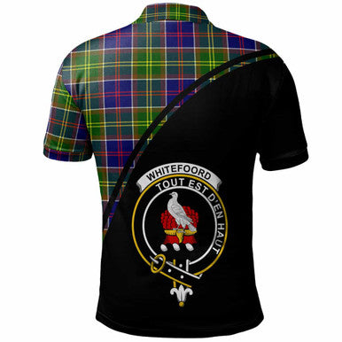 Scottish Whiteford Clan Crest Tartan Curve Polo Shirt Back Side Tartan Plaid
