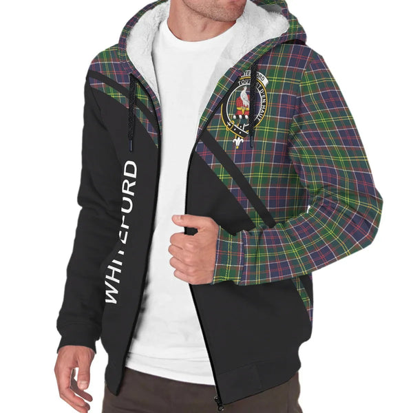Scottish Whiteford Clan Crest Tartan Curve Sherpa Hoodie