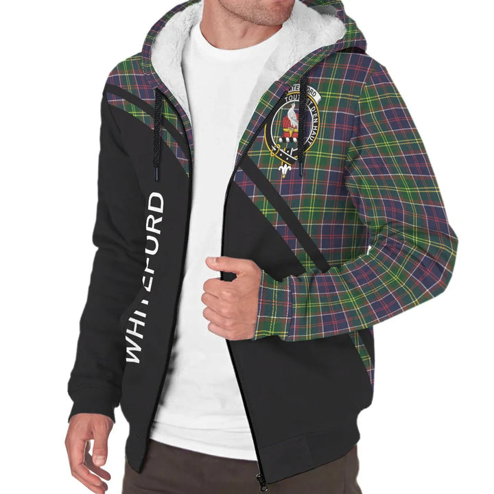 Scottish Whiteford Clan Crest Tartan Curve Sherpa Hoodie