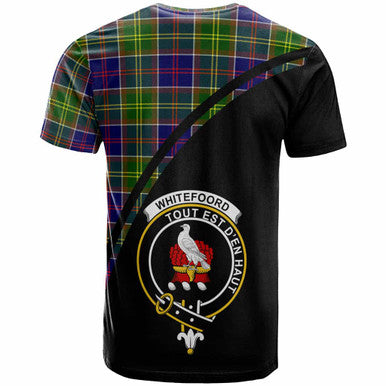 Scottish Whiteford Clan Crest Tartan Curve T-Shirt Back Side Tartan Plaid