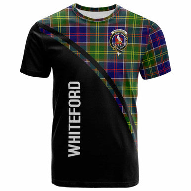 Scottish Whiteford Clan Crest Tartan Curve T-Shirt Front Side Tartan Plaid