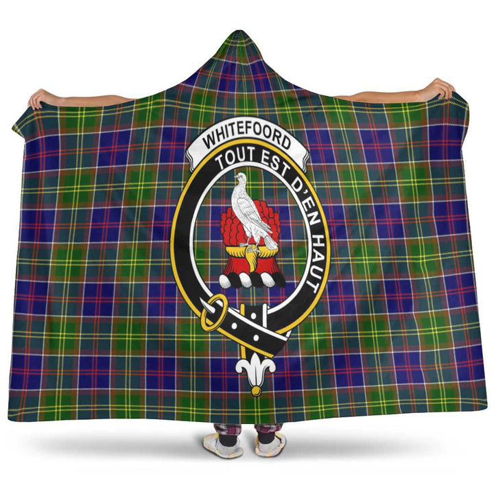 Scottish Whiteford Clan Crest Tartan Hooded Blanket Tartan Plaid 1