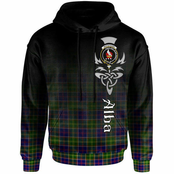 Scottish Whiteford Clan Crest Tartan Hoodie - Alba Gu Brath Family Crest Celtic Inspired Front Side Tartan Plaid