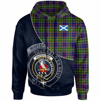 Scottish Whiteford Clan Crest Tartan Hoodie - Bend Style Front Side Tartan Plaid