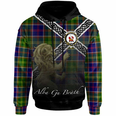 Scottish Whiteford Clan Crest Tartan Hoodie - Scotland Lion Front Side Tartan Plaid