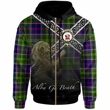 Scottish Whiteford Clan Crest Tartan Hoodie - Scotland Lion Zip-up Tartan Plaid