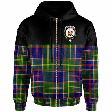 Scottish Whiteford Clan Crest Tartan Hoodie - Horizontal Style Zip-up Tartan Plaid