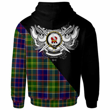 Scottish Whiteford Clan Crest Tartan Hoodie - Military Logo Back Side Tartan Plaid