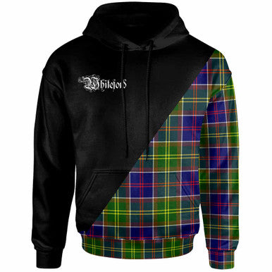 Scottish Whiteford Clan Crest Tartan Hoodie - Military Logo Front Side Tartan Plaid
