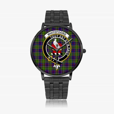 Scottish Whiteford Clan Crest Tartan Instafamous Steel Quartz Watches Tartan Plaid Black 1