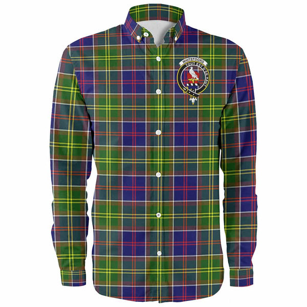 Scottish Whiteford Clan Crest Tartan Long Sleeve Shirt Front Side Tartan Plaid