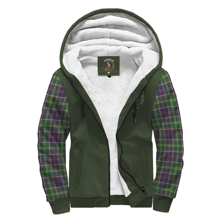 Scottish Whiteford Clan Crest Tartan Plaid Sleeve Sherpa Hoodie