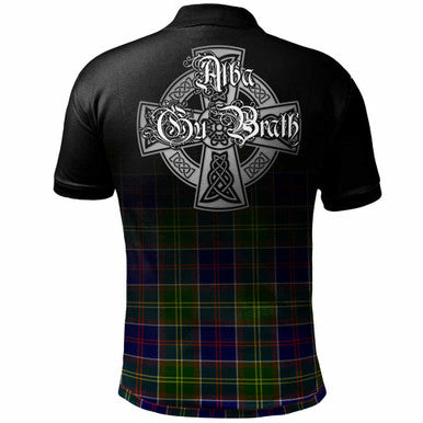 Scottish Whiteford Clan Crest Tartan Polo Shirt - Alba Gu Brath Family Crest Celtic Inspired Back Side Tartan Plaid