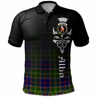 Scottish Whiteford Clan Crest Tartan Polo Shirt - Alba Gu Brath Family Crest Celtic Inspired Front Side Tartan Plaid