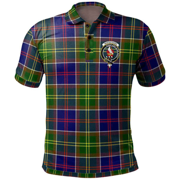 Scottish Whiteford Clan Crest Tartan Polo Shirt Front Side Tartan Plaid