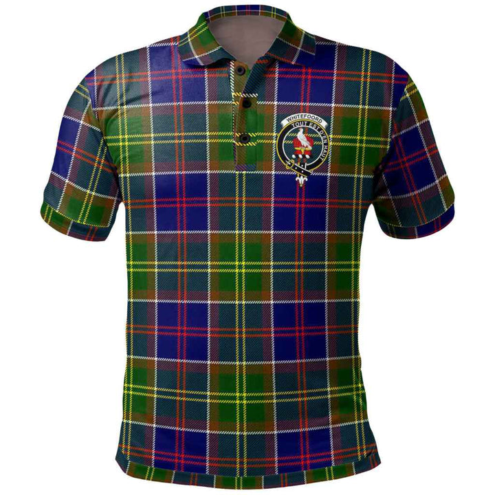 Scottish Whiteford Clan Crest Tartan Polo Shirt Front Side Tartan Plaid