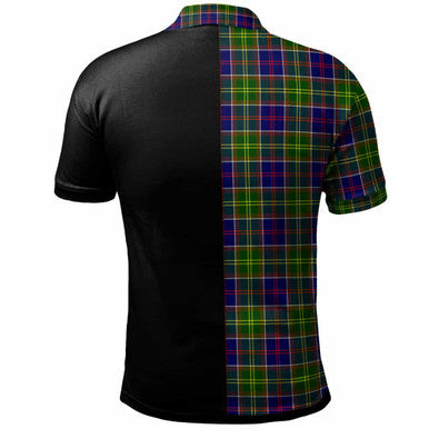 Scottish Whiteford Clan Crest Tartan Polo Shirt - Half in Me Back Side Tartan Plaid
