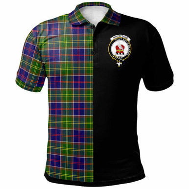 Scottish Whiteford Clan Crest Tartan Polo Shirt - Half in Me Front Side Tartan Plaid