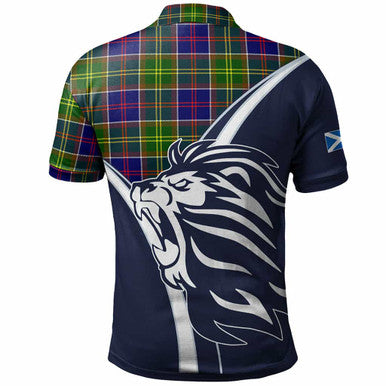 Scottish Whiteford Clan Crest Tartan Polo Shirt - Scottish Flag With Lion Back Side Tartan Plaid