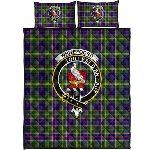 Scottish Whiteford Clan Crest Tartan Quilt Bed Set Tartan Plaid 1