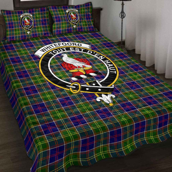 Scottish Whiteford Clan Crest Tartan Quilt Bed Set Tartan Plaid 2