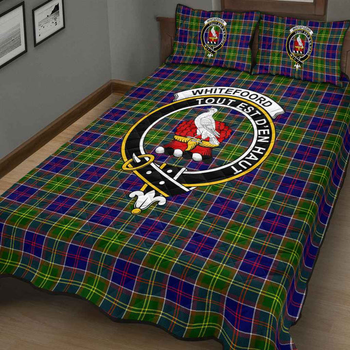 Scottish Whiteford Clan Crest Tartan Quilt Bed Set Tartan Plaid 3