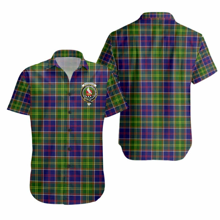 Scottish Whiteford Clan Crest Tartan Short Sleeve Shirt Tartan Plaid
