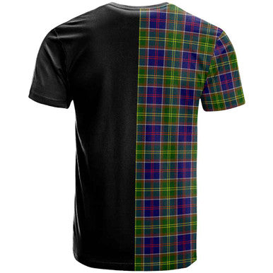 Scottish Whiteford Clan Crest Tartan T-Shirt Half in Me Back Side Tartan Plaid