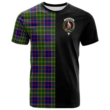 Scottish Whiteford Clan Crest Tartan T-Shirt Half in Me Front Side Tartan Plaid