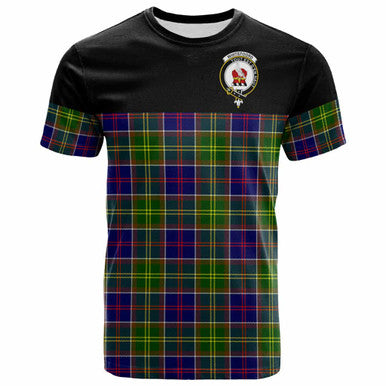Scottish Whiteford Clan Crest Tartan T-Shirt - Horizontal Style Front Side Tartan Plaid