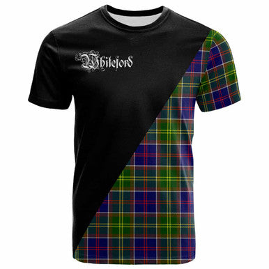 Scottish Whiteford Clan Crest Tartan T-Shirt - Military Logo Front Side Tartan Plaid