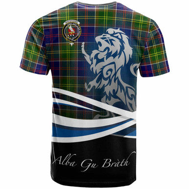 Scottish Whiteford Clan Crest Tartan T-Shirt - Scotland Lion Back Side Tartan Plaid