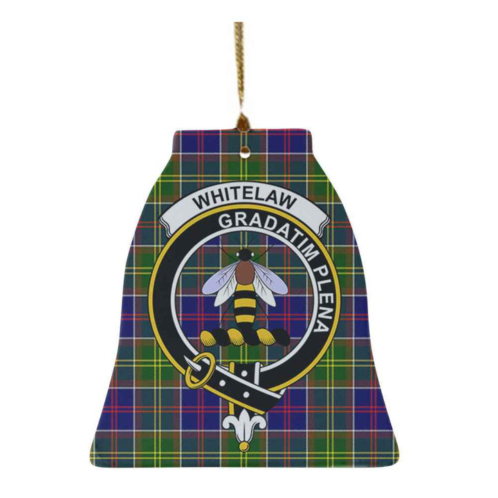 Scottish Whitelaw Clan Crest Tartan Ceramic Ornament Bell Shape Tartan Plaid